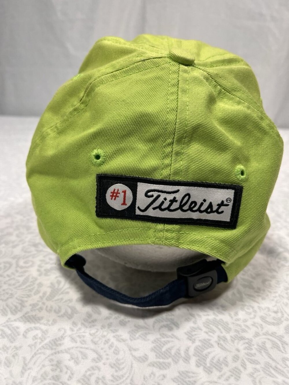 Men’s Titleist Golf Hat Lime Green Foot Joy FJ Strap Back Adjustable Cotton - Picture 4 of 11